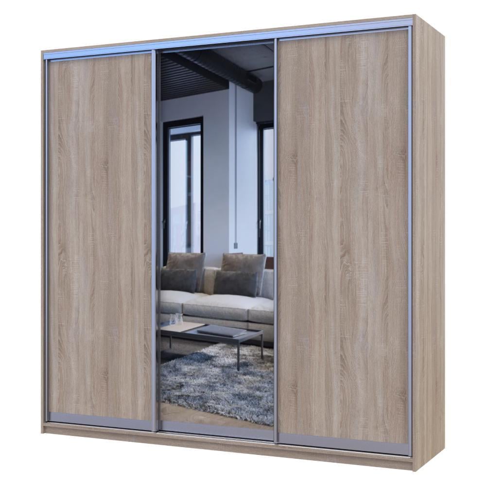 Шкаф-купе трехдверный Doros Сити Лайт 1 зеркало 225х60х225 см Дуб сонома - фото 1 Шкаф-купе трехдверный Doros Сити Лайт 1 зеркало 225х60х225 см Дуб сонома - фото 1