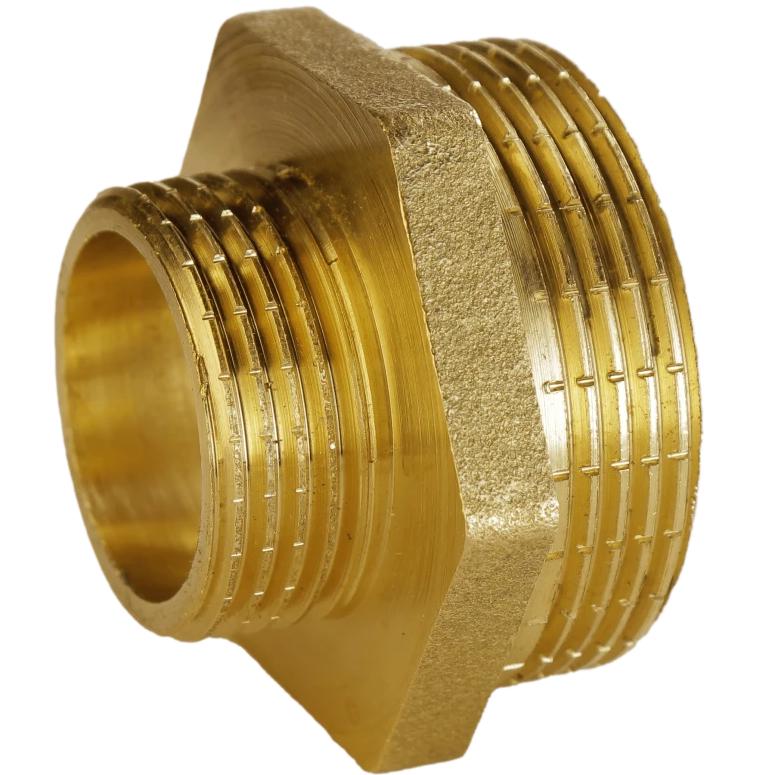 Ниппель редукционный VA А0509А латунный 1 1/2х1" (000010733) Ниппель редукционный VA А0509А латунный 1 1/2х1" (000010733)