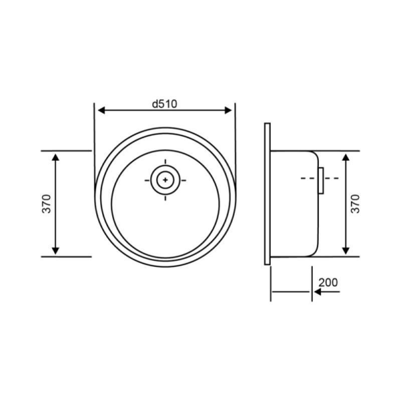 Кухонна мийка Lidz D510/200 BLA-03 LIDZBLA03D510200 Чорний (80515) - фото 2