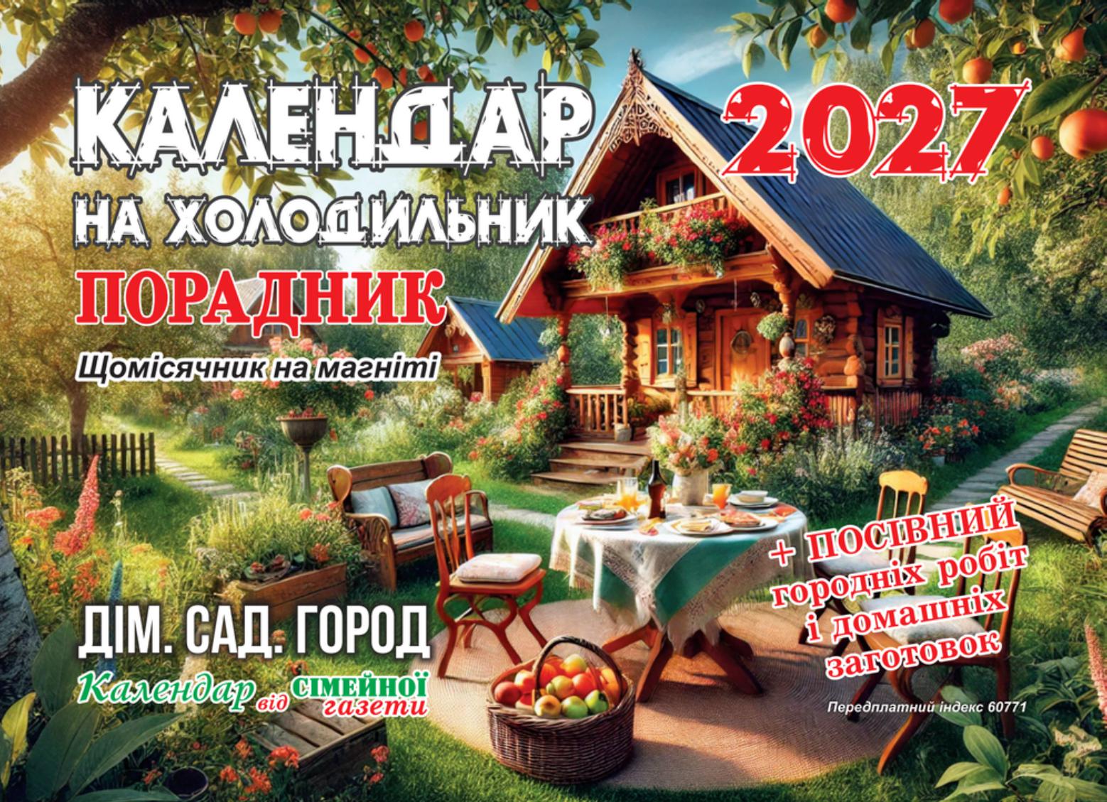 Календар на холодильник Сімейна газета Порадник Щомісячник на 2027 р на магніті (38239937)
