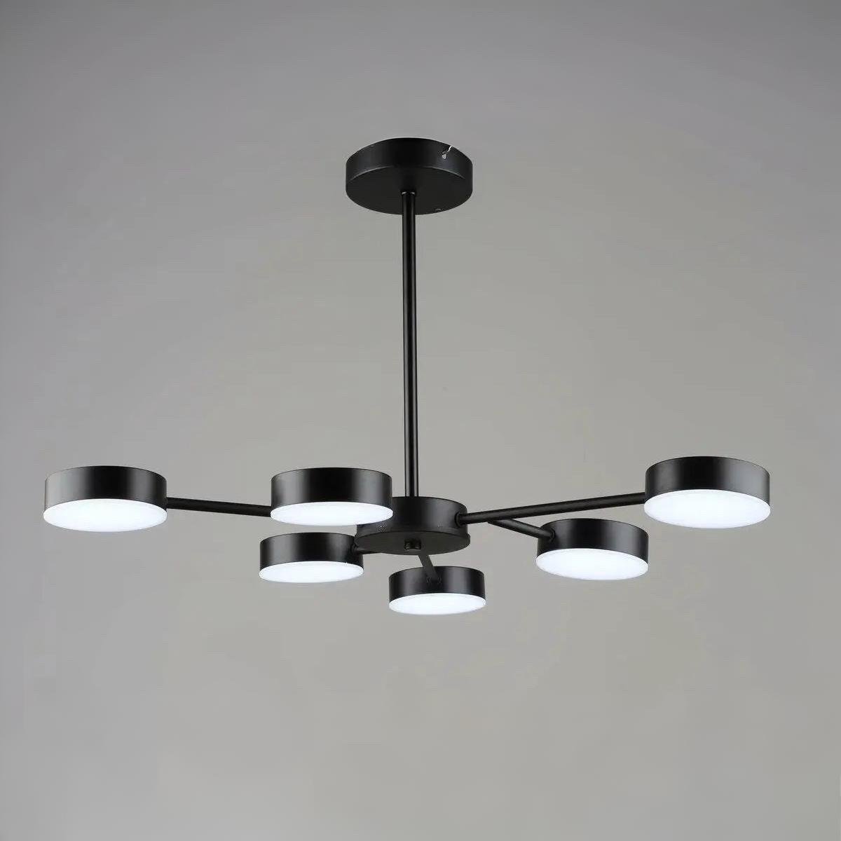 Люстра светодиодная Valeso на шесть акриловых плафонов 54W 3000/6500К Черный (B YH1355/6 BK 54W)