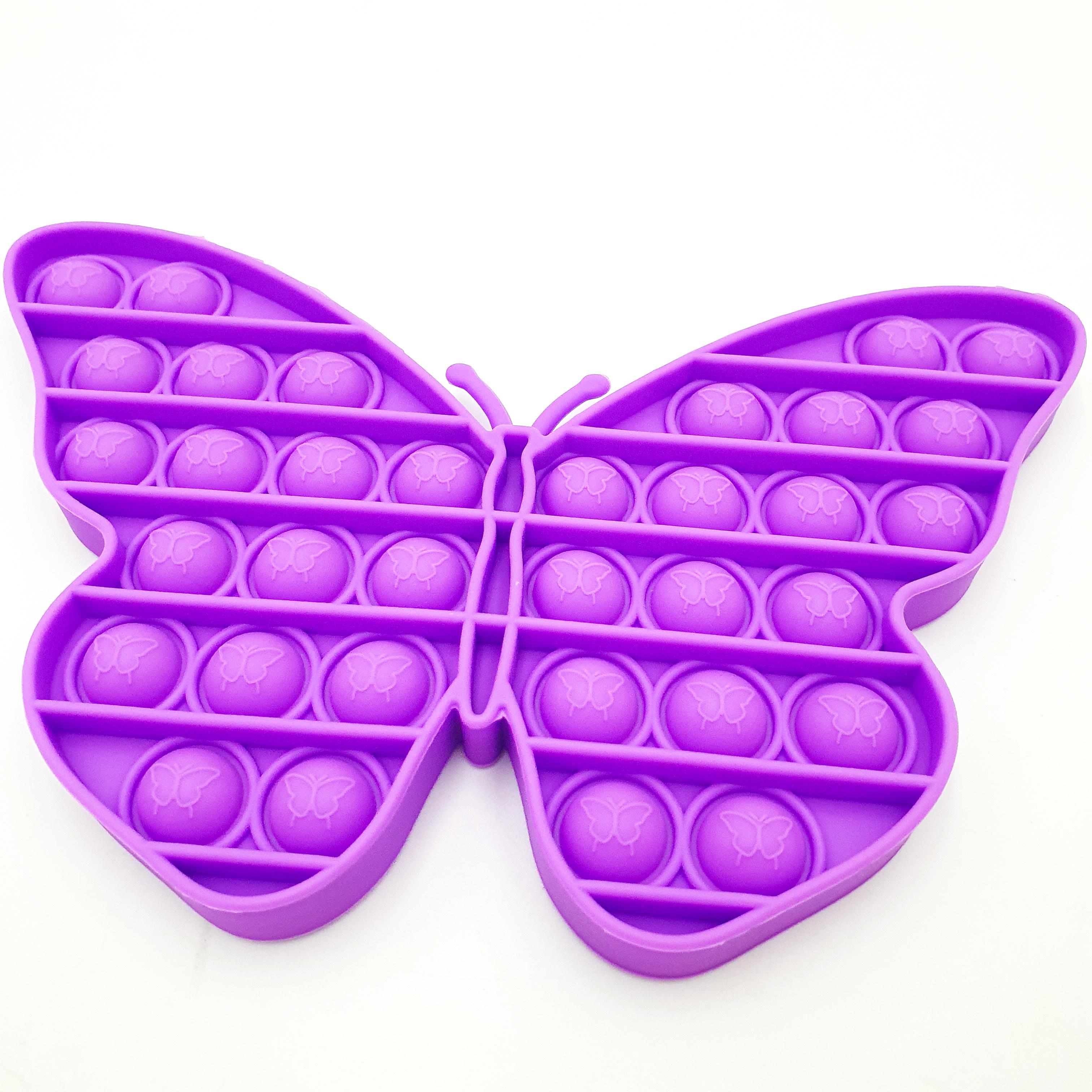 Сенсорная игрушка антистресс силиконовая бесконечная пупырка поп ит плотный UKC Pop It Fidget бабочка фиолетовый