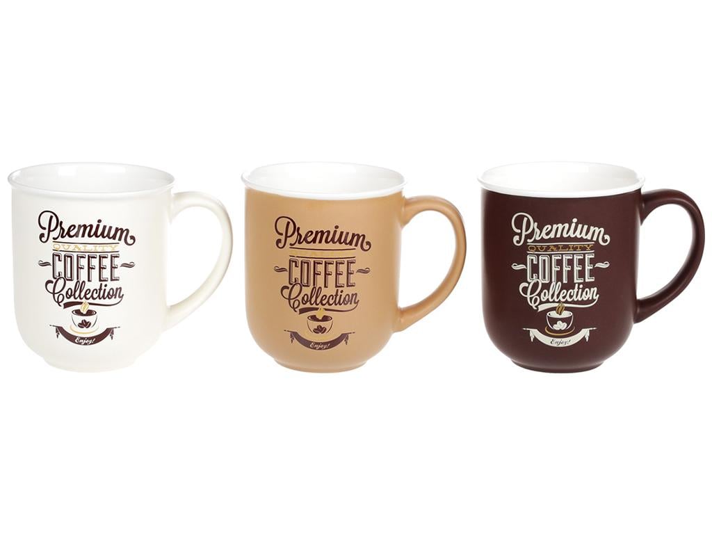 Чашка Premium Coffee 380 мл 3 дизайна набор 3 шт. (BDI-930-004)