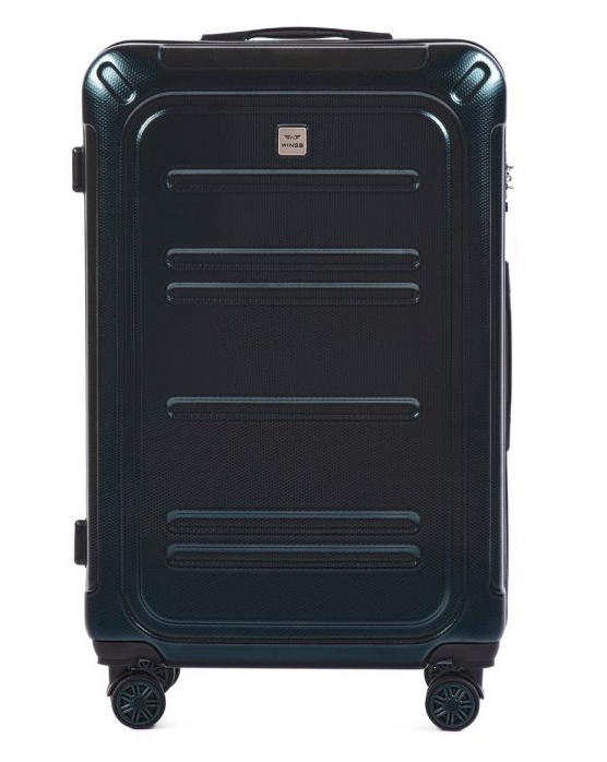 Чемодан Wings PC175 поликарбонат средний 57 л на 4 сдвоенных колесах Темно-зеленый