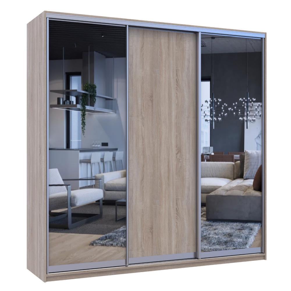 Шкаф-купе трехдверный Doros Сити Лайт 2 2еркала 225х60х225 см Дуб сонома - фото 2 Шкаф-купе трехдверный Doros Сити Лайт 2 2еркала 225х60х225 см Дуб сонома - фото 2