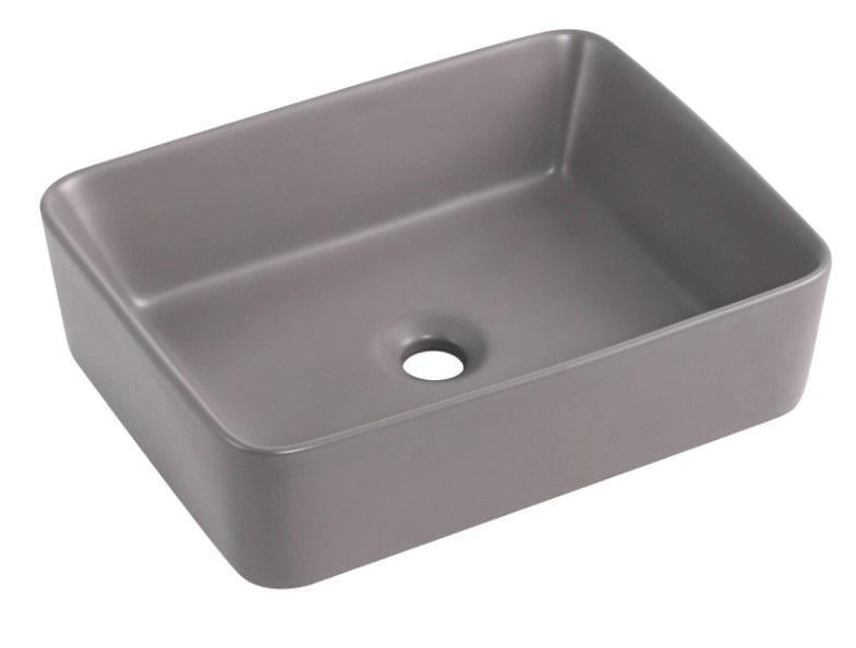 Раковина накладная прямоугольная Qtap Tern с донным клапаном Stone Grey (QT17116069SG)