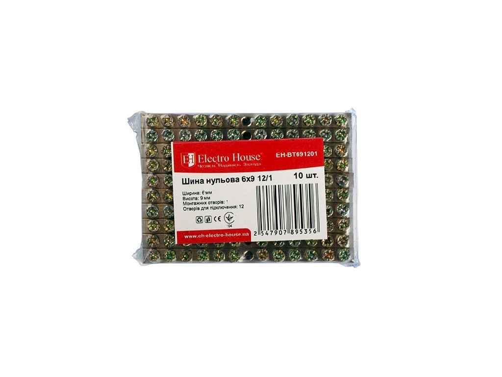Шина нулевая Electro House 6х9 мм2 12/1 1 отверстие EH-BT691201 (805922)
