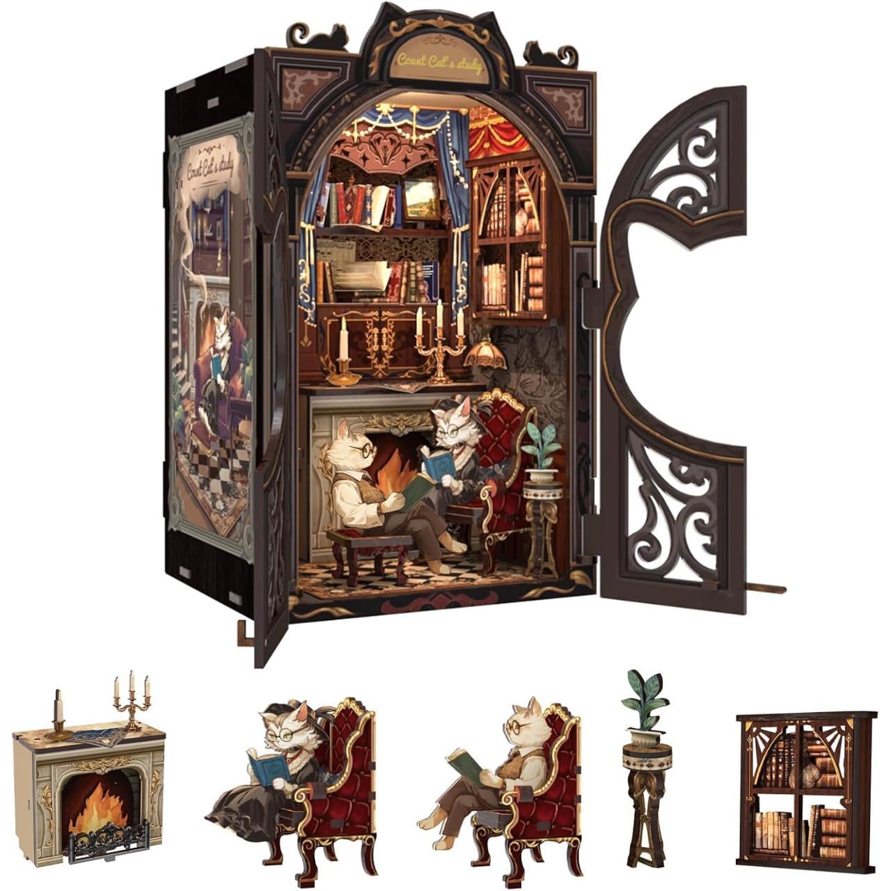 Букнук Count Cat's Study із підсвіткою розділювач книг на поличку CUTEBEE