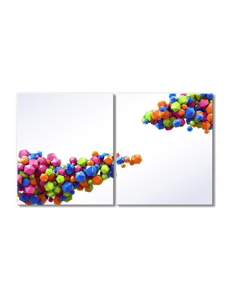 Картина модульная Радужные шестигранники 2 модуля 120x180 см