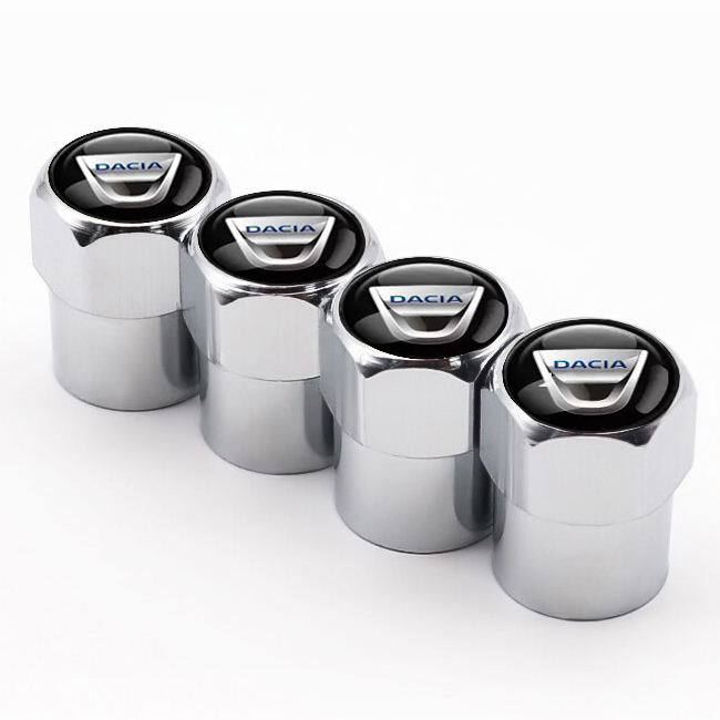 Набор защитных колпачков на ниппель SUNROZ Caps для Dacia Short Silver Дачия 4 шт. (A-67035)