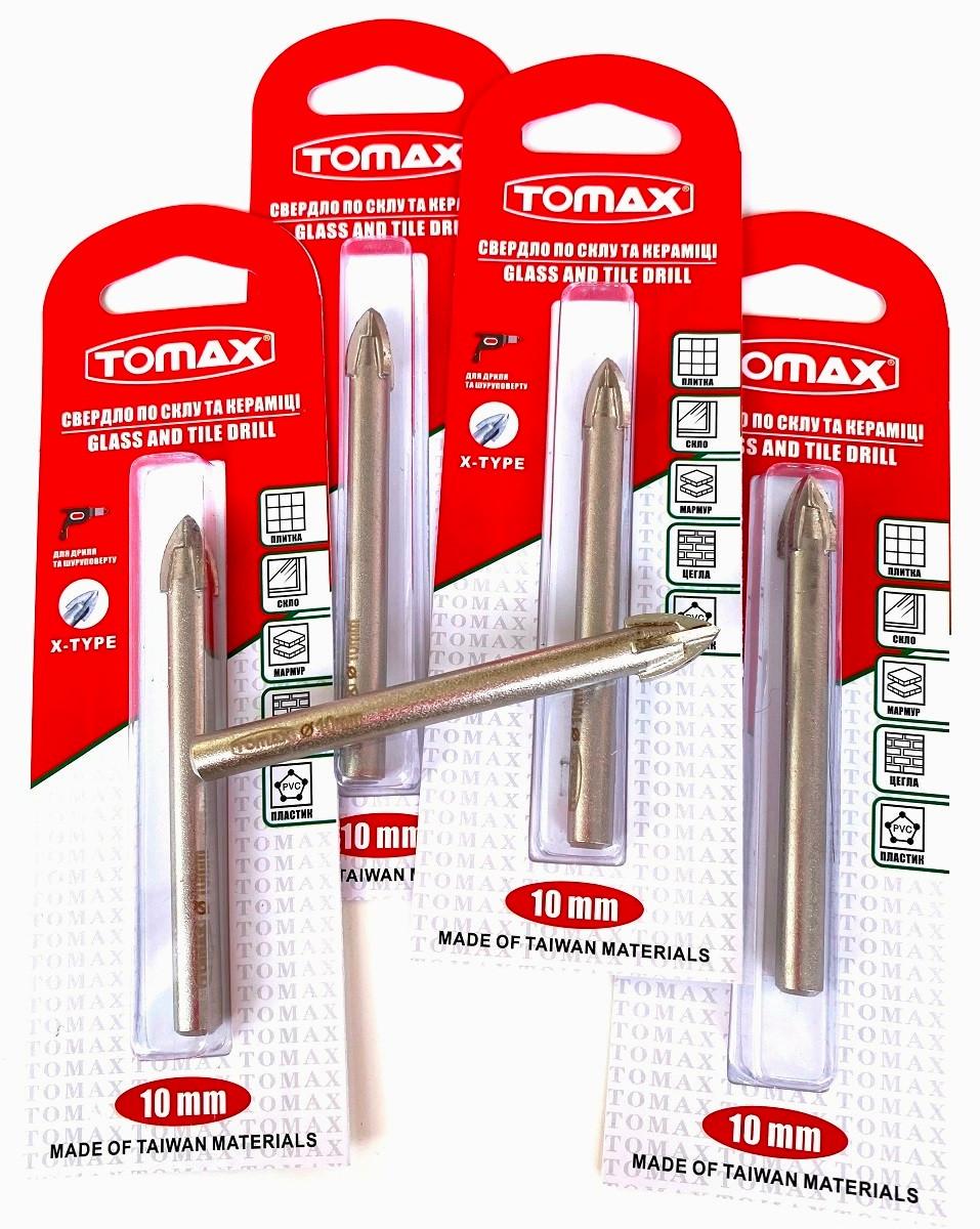Сверло по плитке TOMAX и стеклу 10 мм квадро наконечник (1415214885) - фото 4