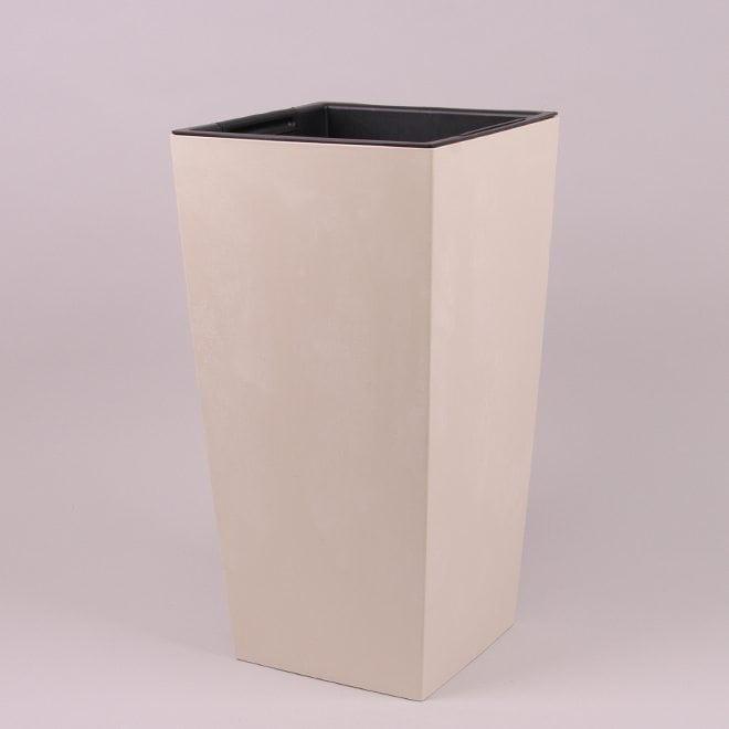 Горшок пластиковый Flora Urbi Square Beton Effect с вкладышем 30х30 см Кремовый (91512)