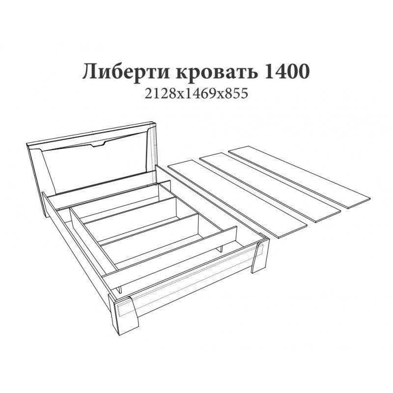 Ліжко двоспальне Еверест Ліберті-1400 суцільний щит Крафт білий (е-20322) - фото 7