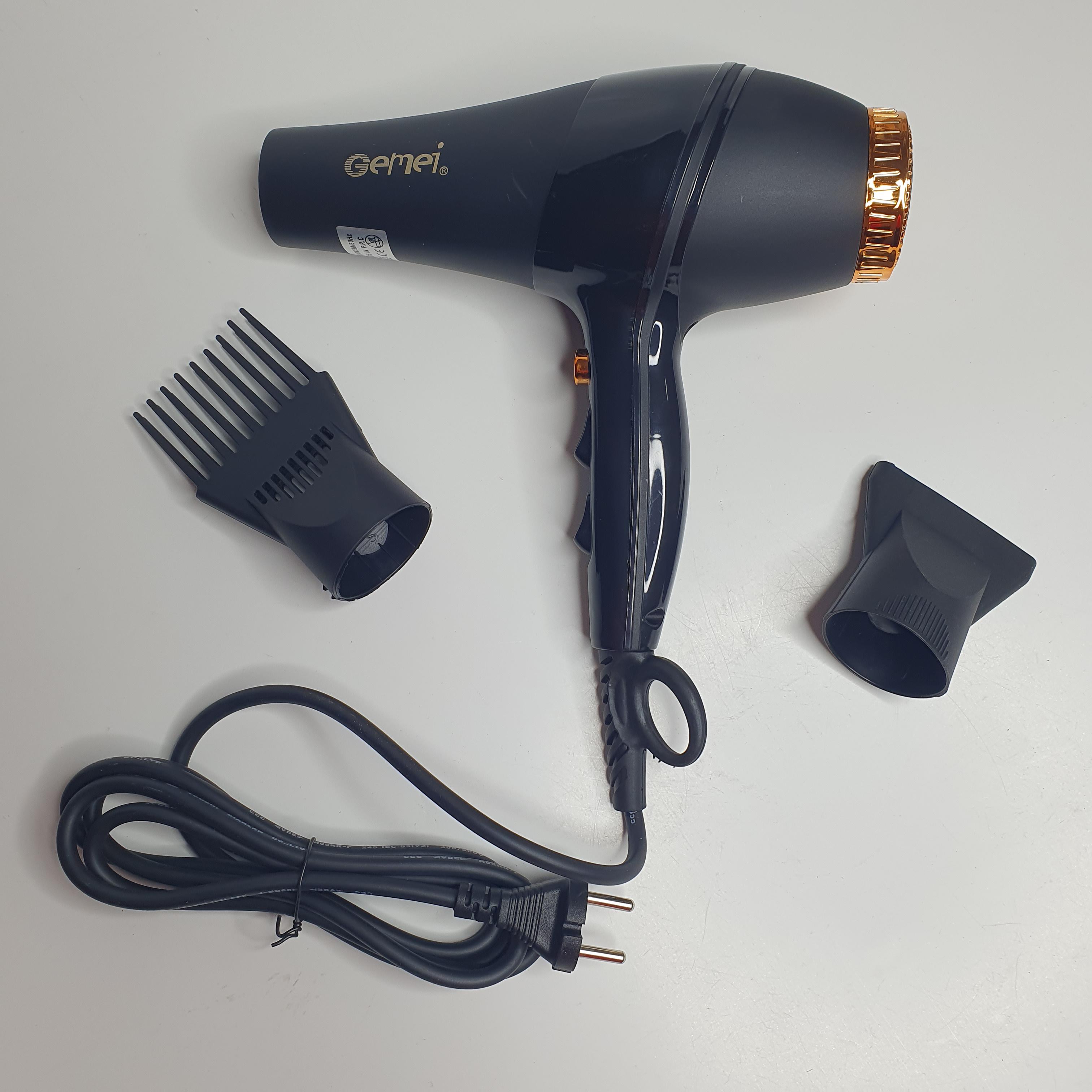 Фен для сушки и укладки волос Gemei универсальный с 2 ​​скоростными режимами 2100 Вт Черный (GM-1771)