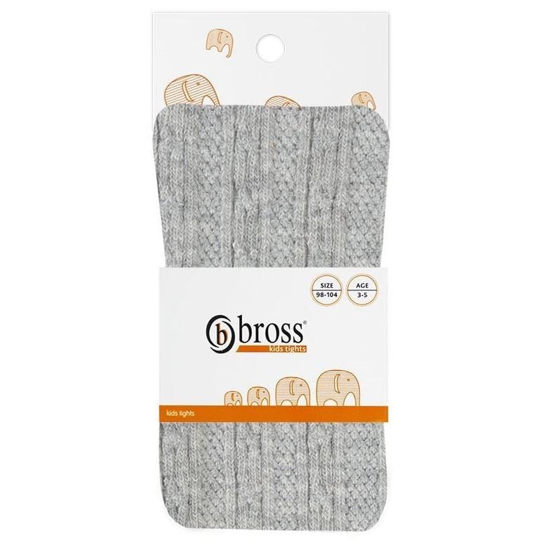 Колготки дитячі для дівчинки BROSS бавовняні у косички 110-116 см Світло-сірий (BR3633G)