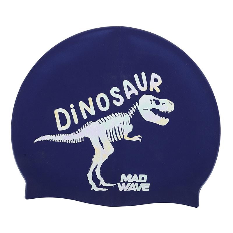Шапочка для плавания Mad Wave юниорская Junior Dinosaur M057307 Темно-синий (60444259)