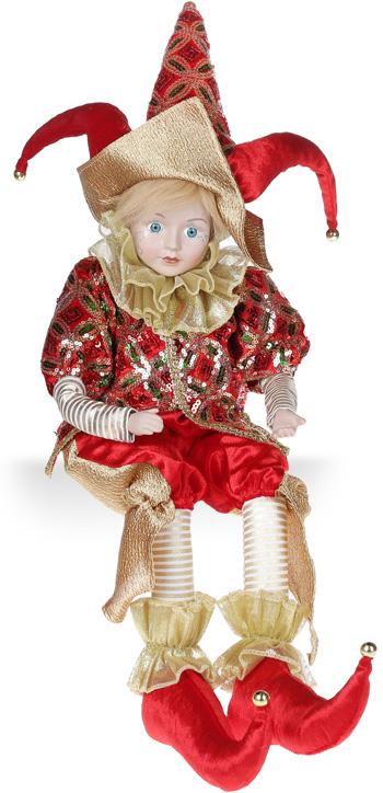 Фигура Арлекин 55 см музыкальная Красный с золотом (BD-NY14-573)