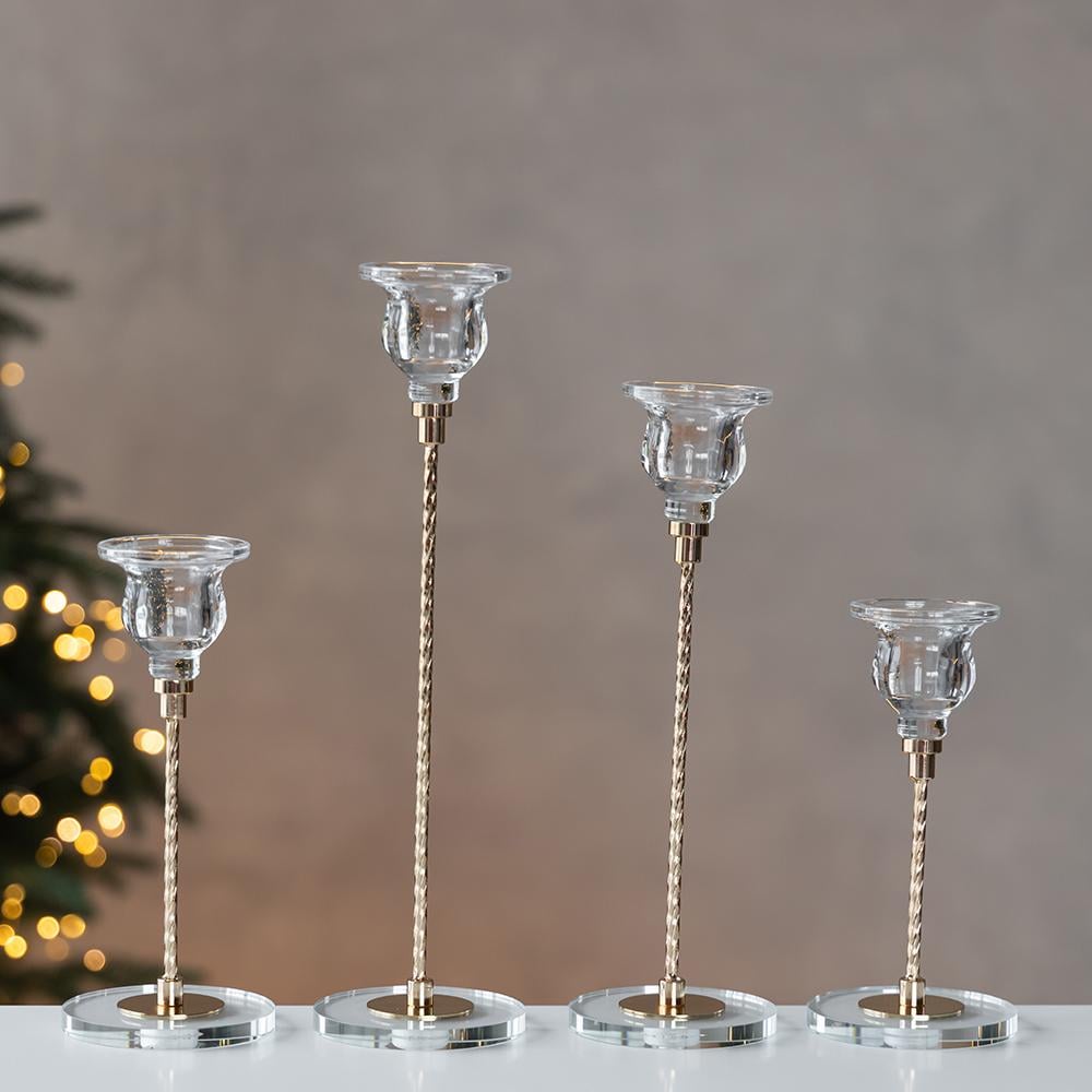Набір декоративних свічників для інтер'єру Вечірня мелодія 4 шт. зі скла та металу Прозорий (147-81-9285-002) - фото 2