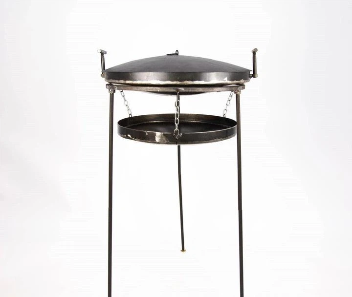 Сковорода из диска бороны на высоких ножках с подвесом для огня с крышкой и чехлом 48х80х8 см Черный (21-10-SK-4100)