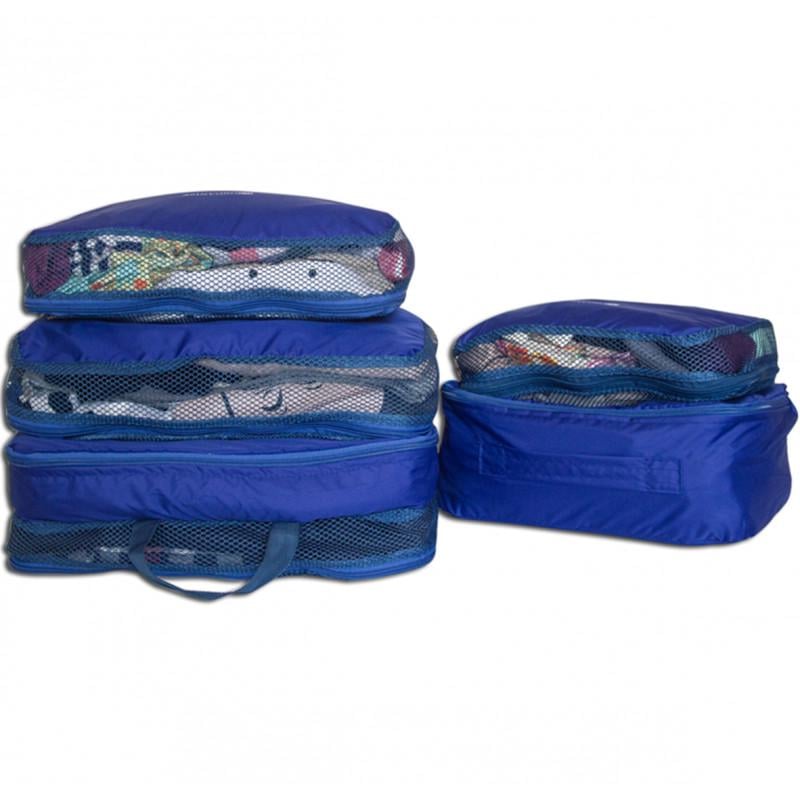 Набор дорожных органайзеров для чемодана и путешествий для одежды и обуви 5 пр. Синий (OGR208)