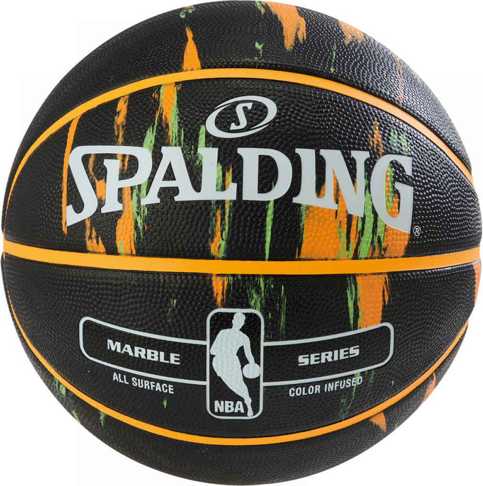 Мяч баскетбольный Spalding NBA Marble Outdoor Size 7 Black/Orange/Green