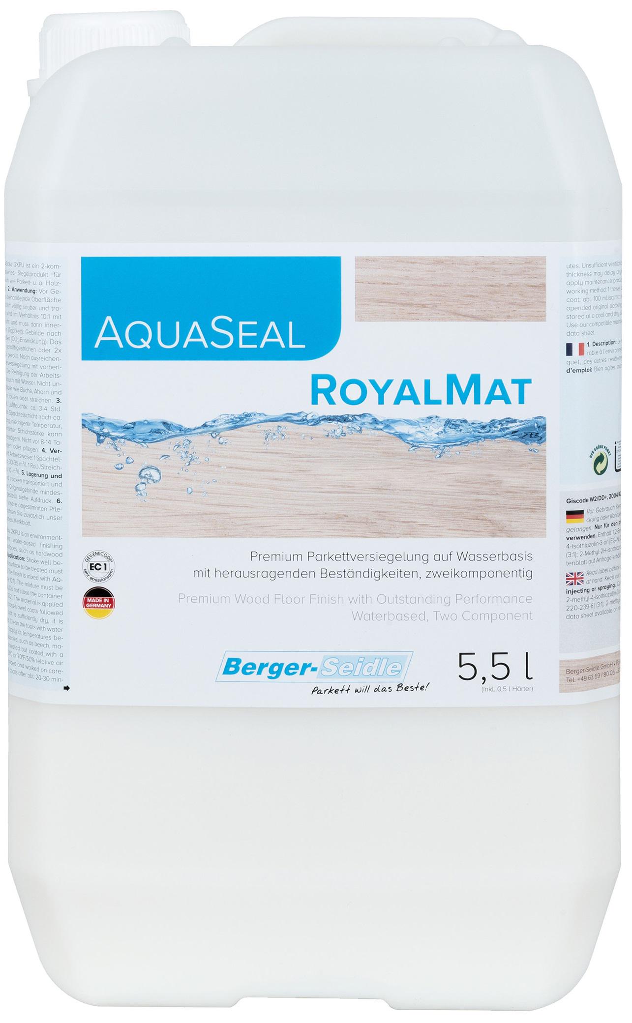 Лак двухкомпонентный полиуретановый на водной основе Berger AquaSeal Royalmatt 5,5 л