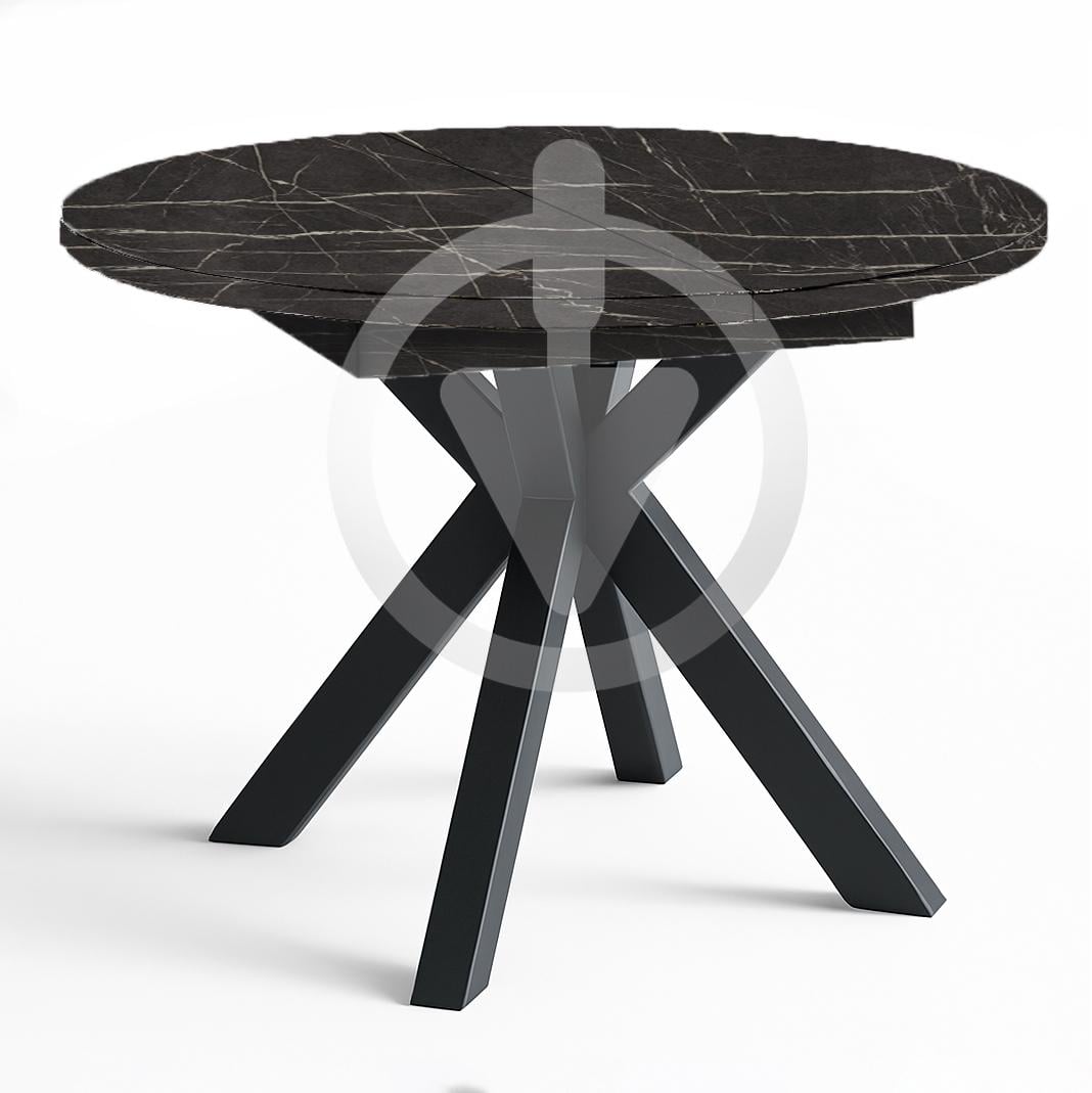 Стол кухонный раскладной RoMax Oscar Slide Loft 80x80/110x80 см Пьетра Гриджио/Черный