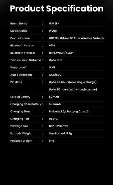 Навушники Ugreen HiTune S3 Open Ear Clip Вlack - фото 5