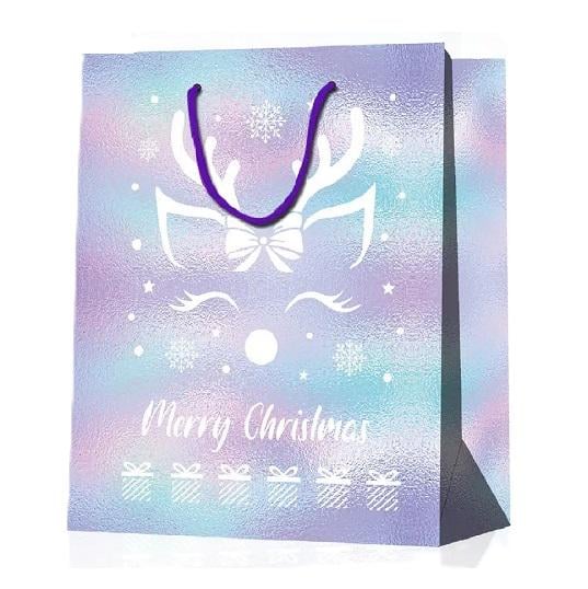 Пакет подарунковий новорічний паперовий Stenson R33091-M Merry Christmas 26х32х12 см (606869)