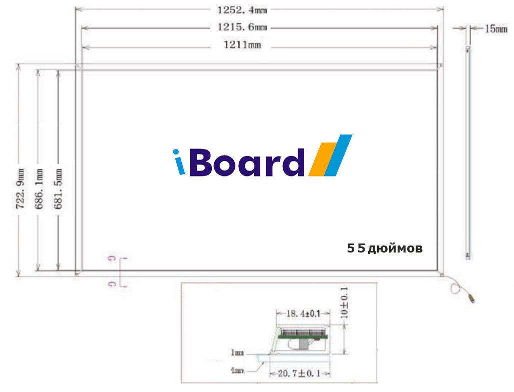 Дошка інтерактивна iBoard мультитач 20 торкань IB-B55 IR AL AL d 55 рама алюміній - фото 2