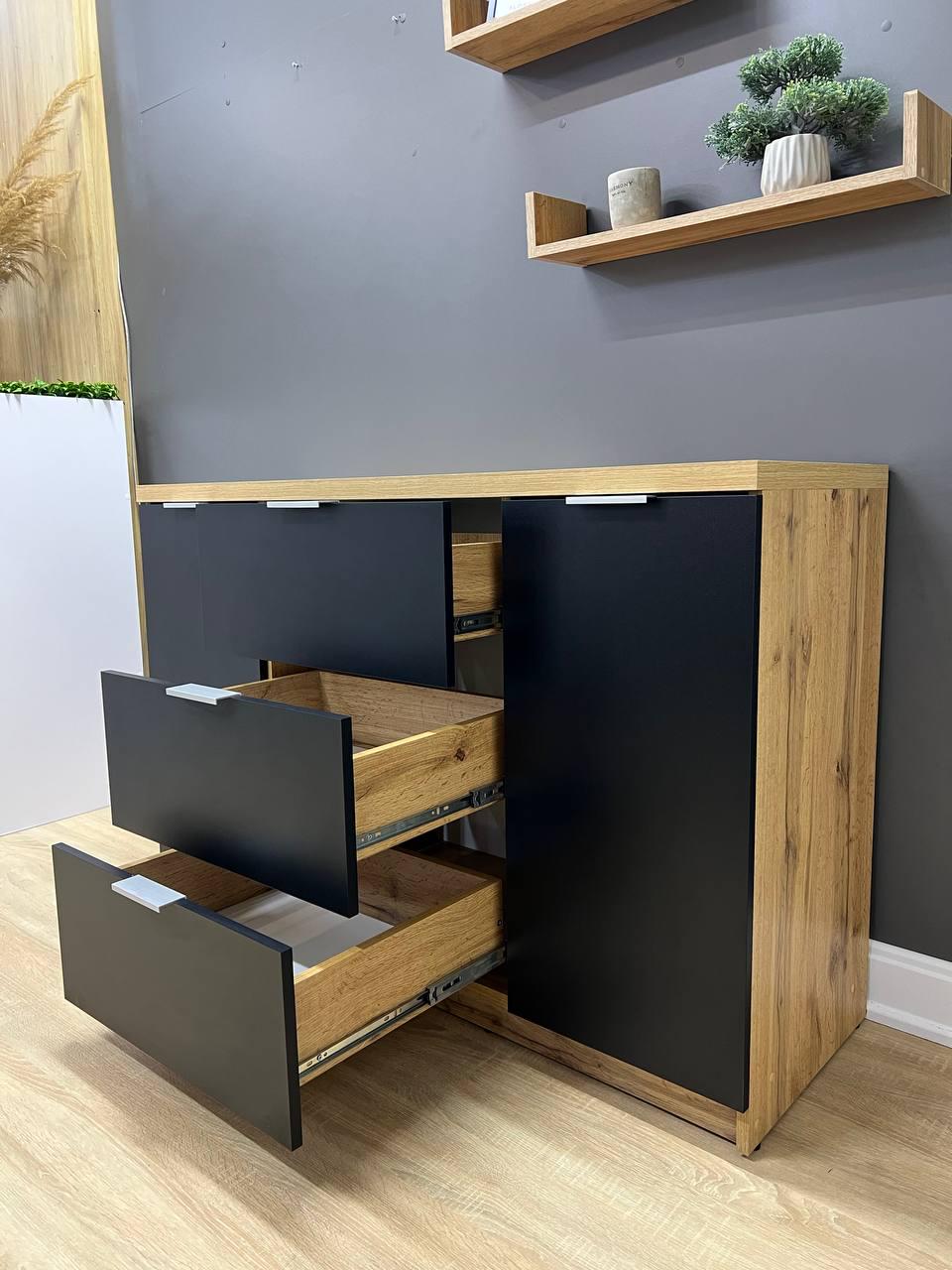 Комод Комфорт 3+2 1300х850х450 мм Дуб Аппалачі/Чорний - фото 5 Комод Комфорт 3+2 1300х850х450 мм Дуб Аппалачі/Чорний - фото 5