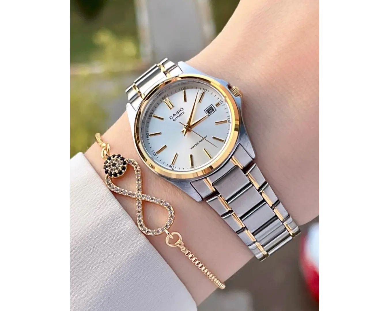 Наручний годинник жіночий Casio LTP-1183G-7A d 28 мм Срібний/Золотий циферблат (LTP-1183G-7A) - фото 3