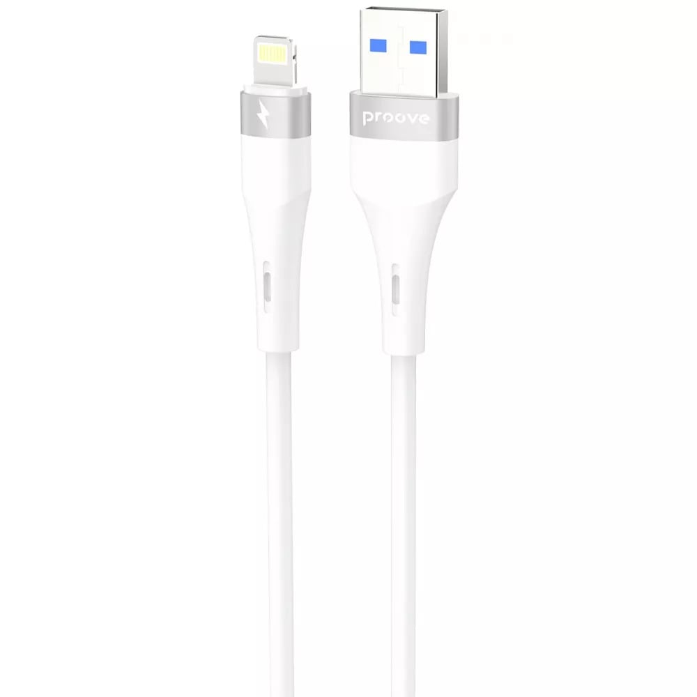 Кабель для зарядки Proove Light Silicone Plus, USB to Lightning, мощность 27W, длина 1 м, Белый Кабель для зарядки Proove Light Silicone Plus, USB to Lightning, мощность 27W, длина 1 м, Белый