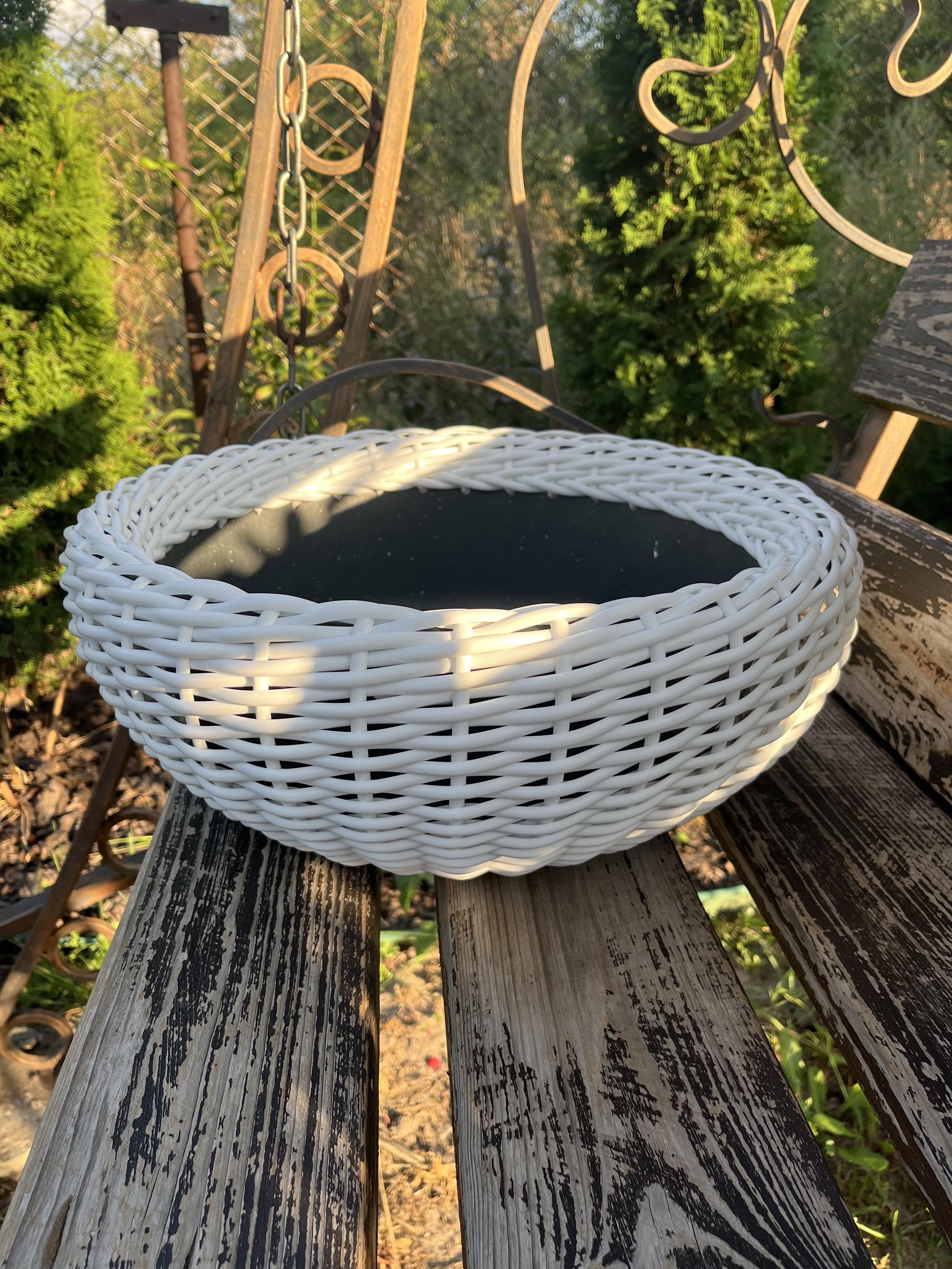 Кашпо-плошка для квітів зі штучного ротангу 12,5 л Білий (29434169)