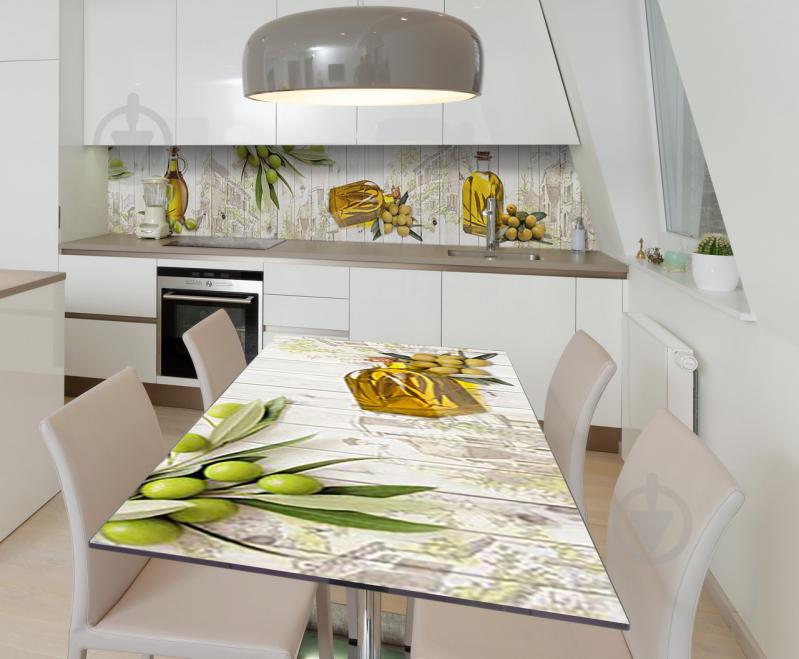 Наклейка 3Д виниловая на стол Zatarga «Оливковые мотивы» 650х1200 мм для домов, квартир, столов, кофейн, кафе Наклейка 3Д виниловая на стол Zatarga «Оливковые мотивы» 650х1200 мм для домов, квартир, столов, кофейн, кафе