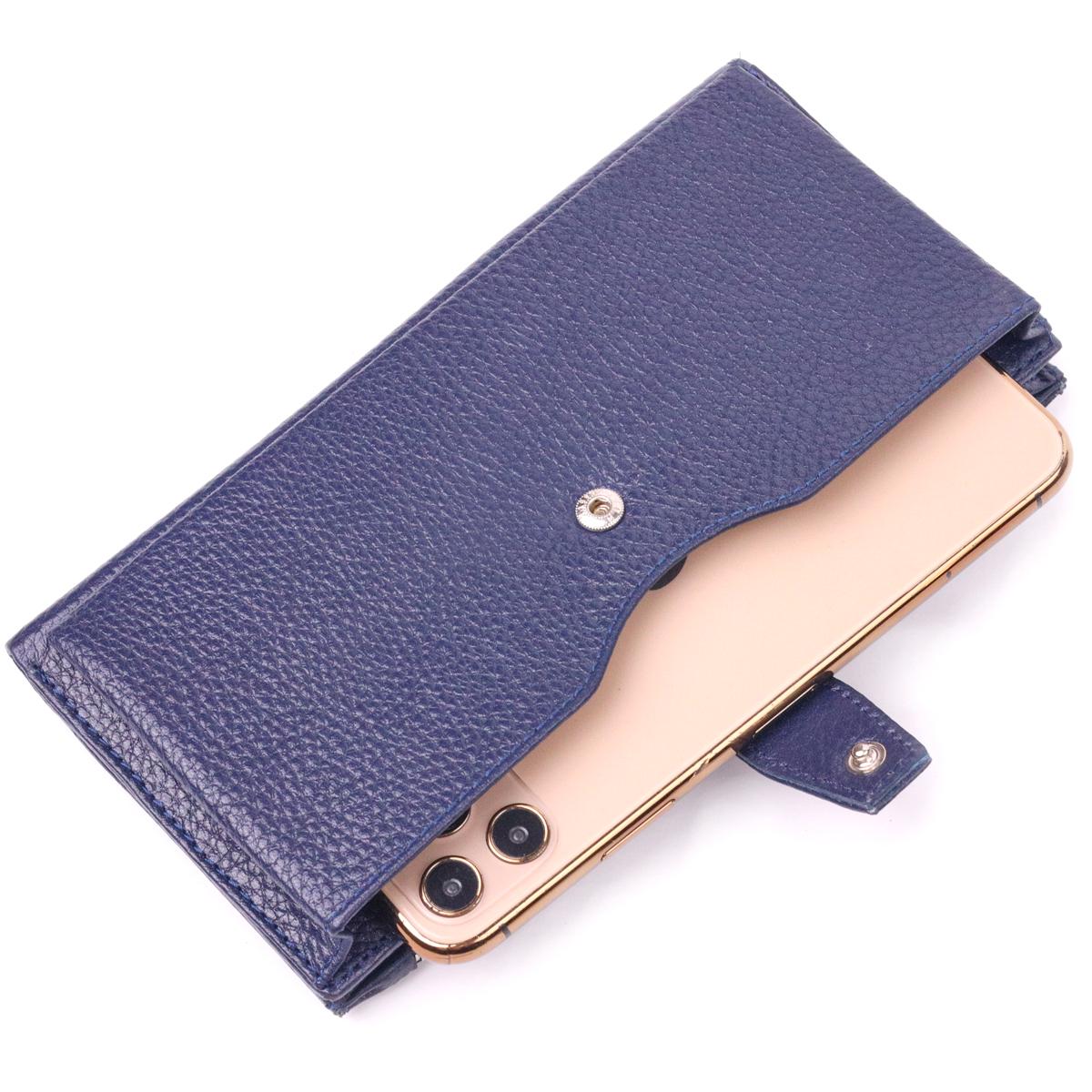 Бумажник вертикальный Karya Men Wallet 21423 из натуральной кожи Синий - фото 3