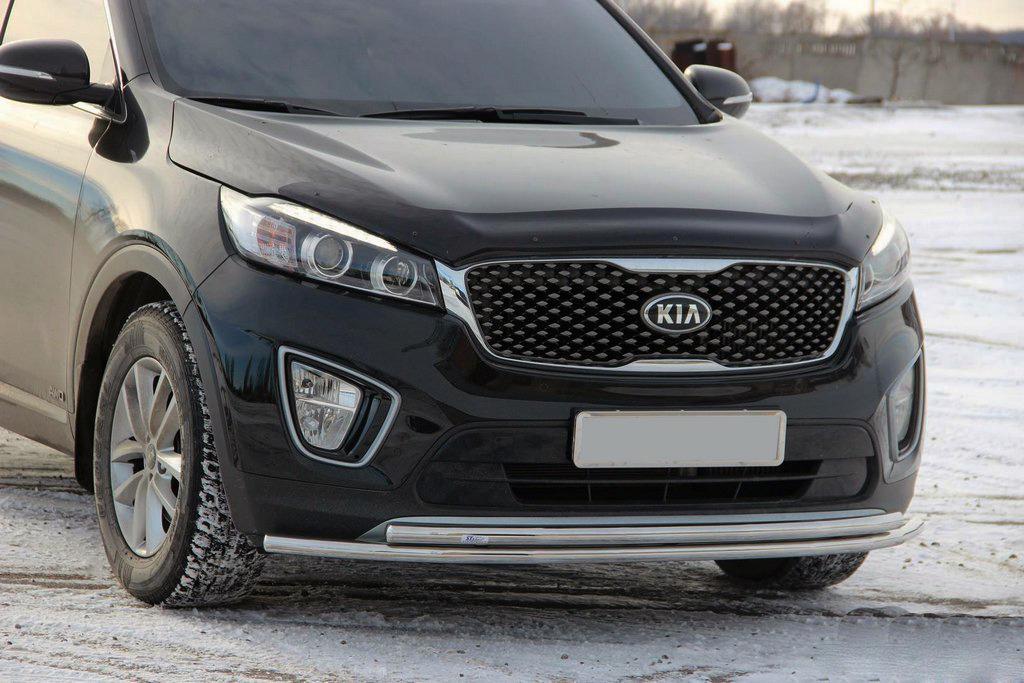 Передняя защита ST014 60/42 мм CAN для Kia Sorento UM 2015-2020 гг. нержавеющая сталь Хром