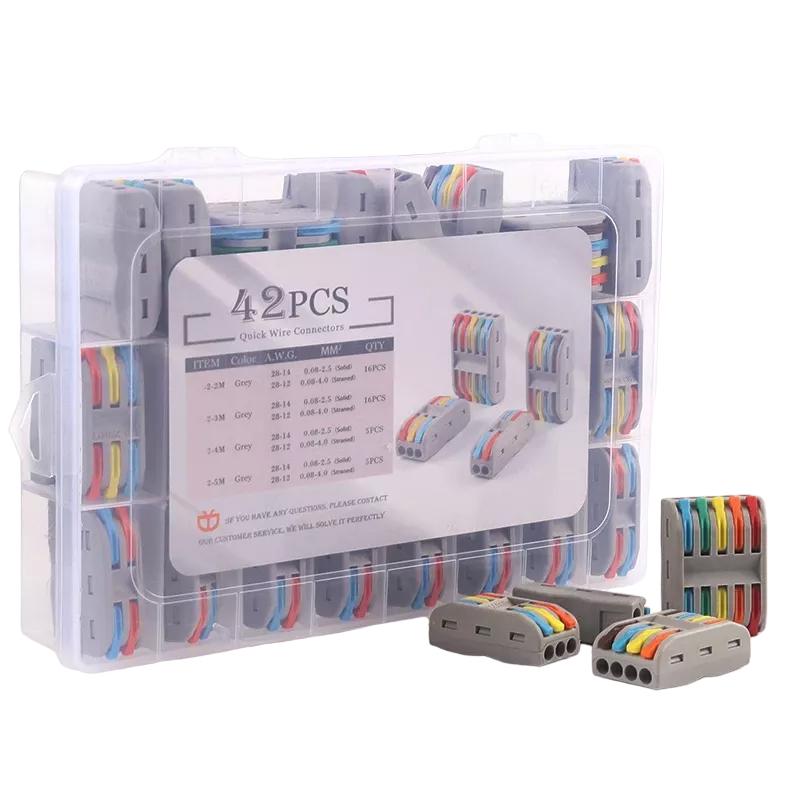 Набор клемм Tactix 4 вида 0,5-4 мм2 32А проходная одинарная 42 шт. Разноцветный (CT2MM-42box)