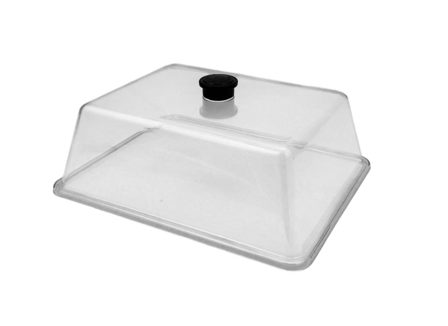 Крышка-колпак для блюд из поликарбоната прозрачная с ручкой 27х21х9 см