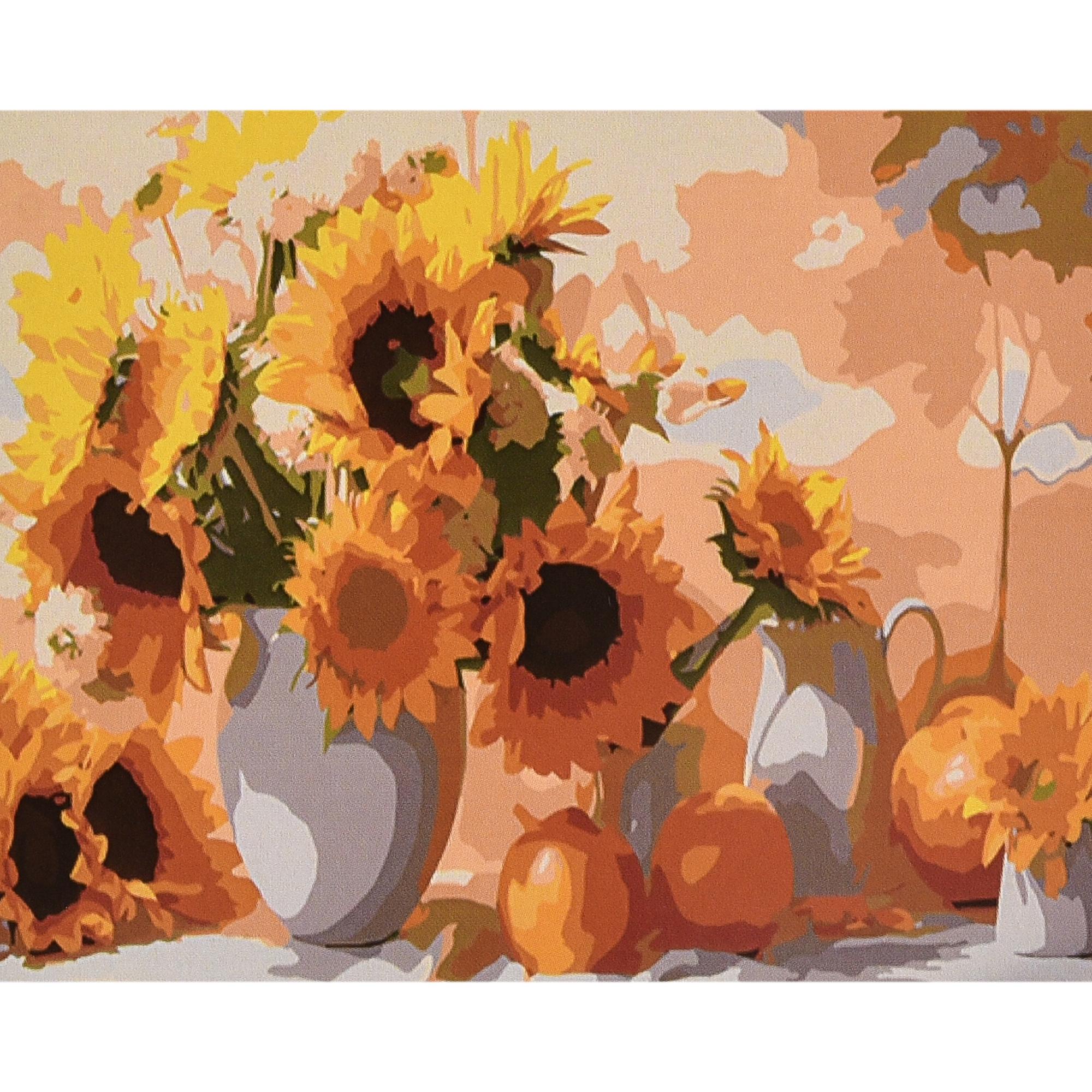 Картина по номерам Strateg Премиум Подсолнечное спокойствие с лаком и уровнем 40x50 см (Str-VA-4611)