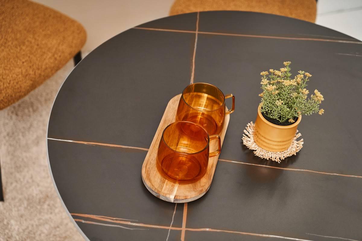 Обідній стіл круглий Vetro Mebel T-325 900/760 мм Лоран блек/Чорний (28830759) - фото 4