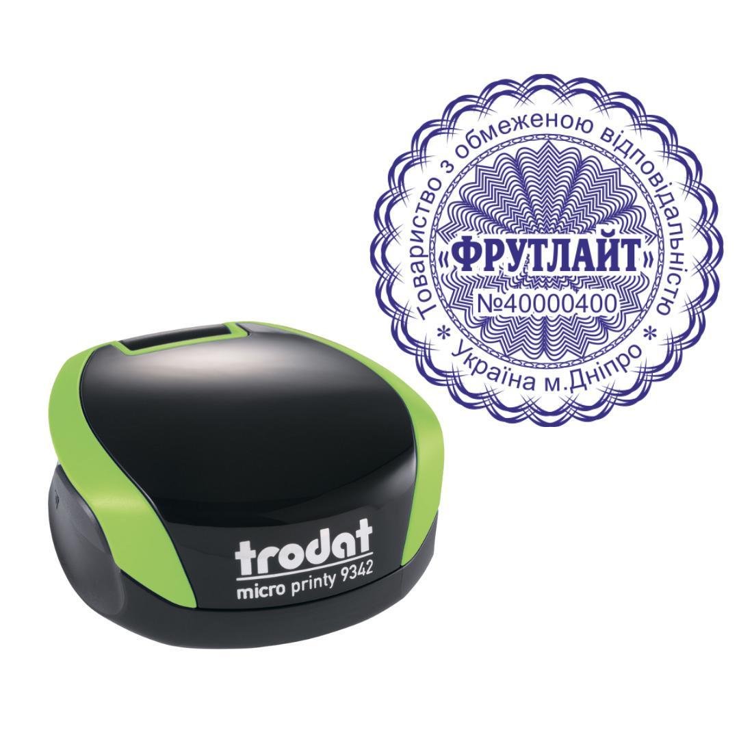 Печать ТОВ на карманном оснащении Trodat Micro Printy 9342 d 42 мм Зеленый (ООО22/9342/G)