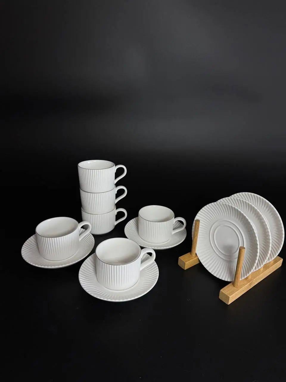 Чайный сервиз 30-3 на 6 персон 200 мл 12 пр. Белый (31870589)