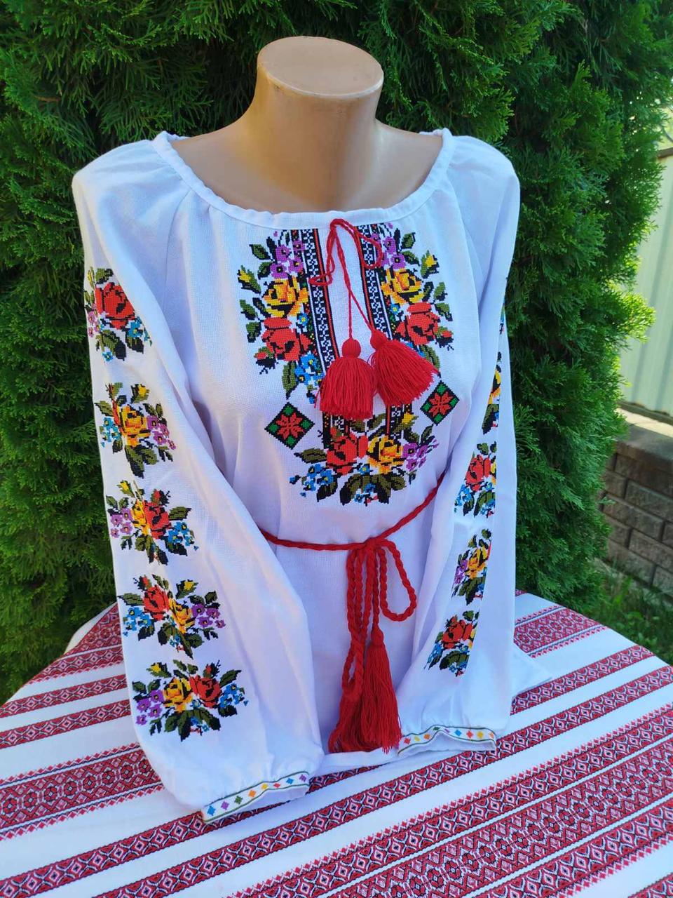 Сорочка вишита жіноча Квітковий букет на білому р. 42 (29377898) - фото 3 Сорочка вишита жіноча Квітковий букет на білому р. 42 (29377898) - фото 3