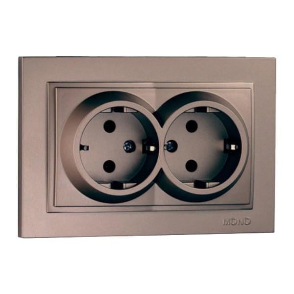 Розетка Mono Electric Despina двойная с заземлением Бронзовый (102-232304-120)