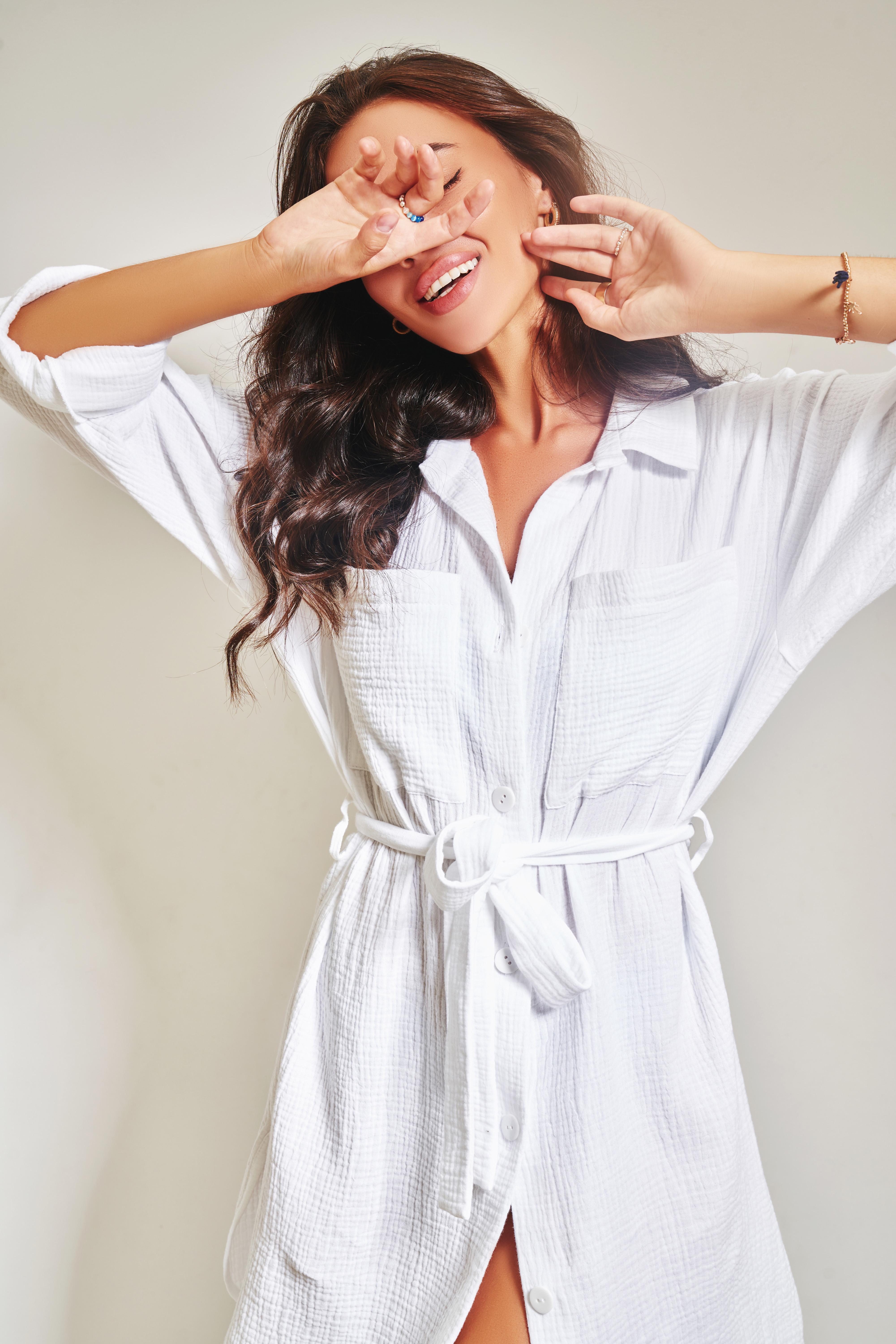 Туніка жіноча літня пляжна Sarko муслін XS/S Білий (00057) - фото 6