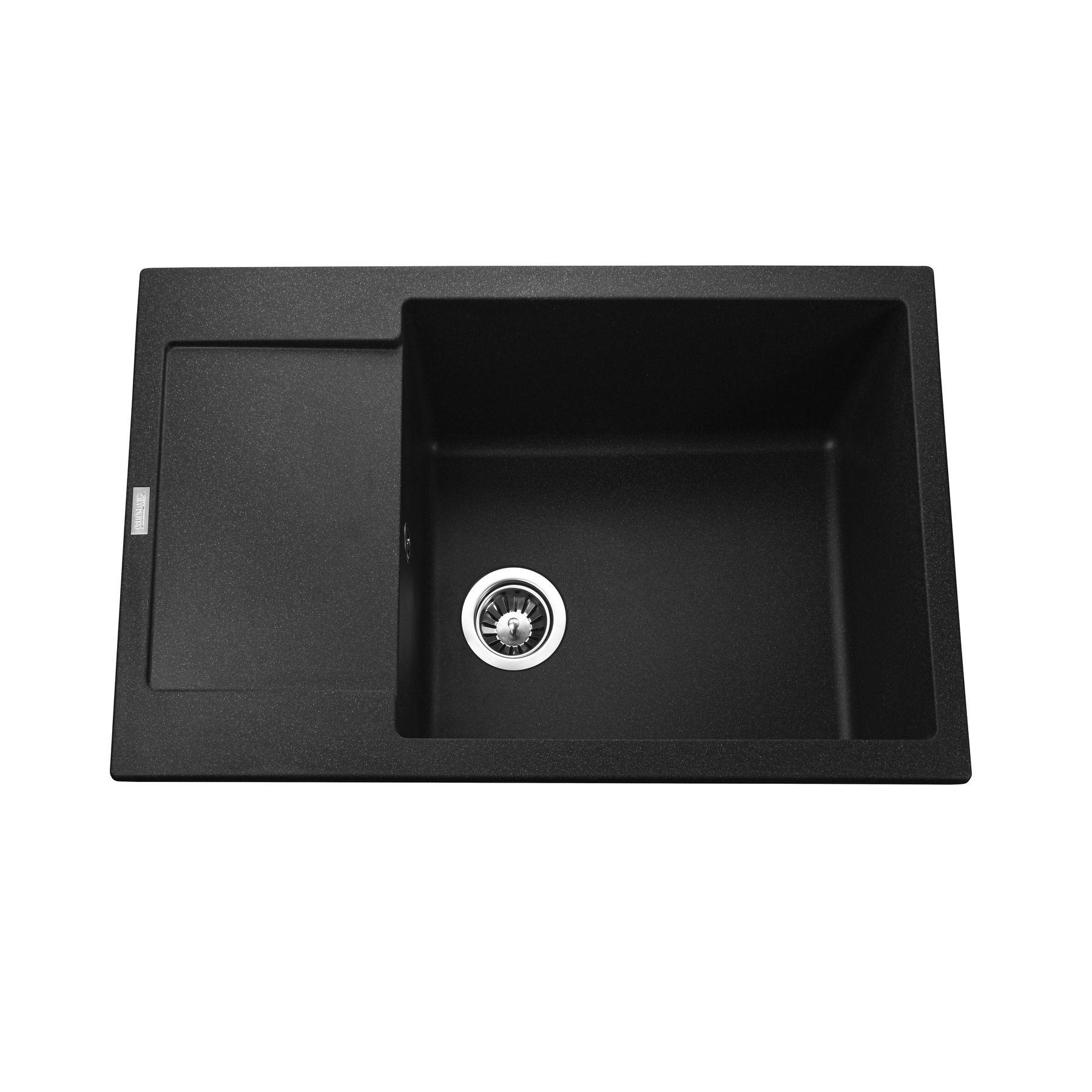 Мойка кухонная Globus Lux 000022379 гранитная прямоугольная 780x500 мм Черный (25953057)