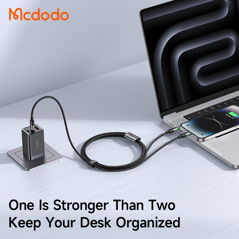 Кабель быстрой зарядки Mcdodo 2в1 USB-C to USB-C + Lightning 100W Cable with LED 1,5 м (CA-6700) - фото 5 Кабель быстрой зарядки Mcdodo 2в1 USB-C to USB-C + Lightning 100W Cable with LED 1,5 м (CA-6700) - фото 5