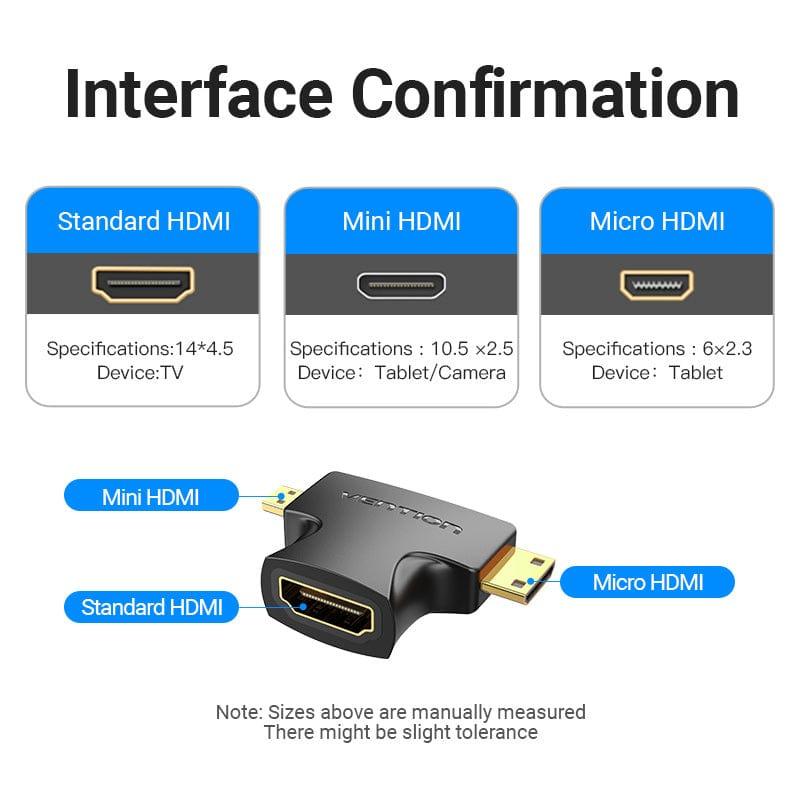 Перехідник Vention HDMI M/Mini HDMI F/Micro HDMI F (AGFB0) - фото 2