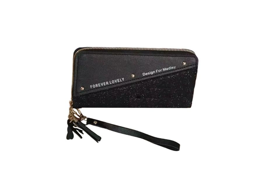 Кошелек женский стильный Черный/Серебристый